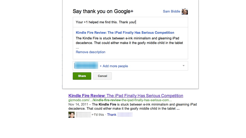 Illustration for article titled Google Is Pathetically Asking You to Thank People Who've Used Google+